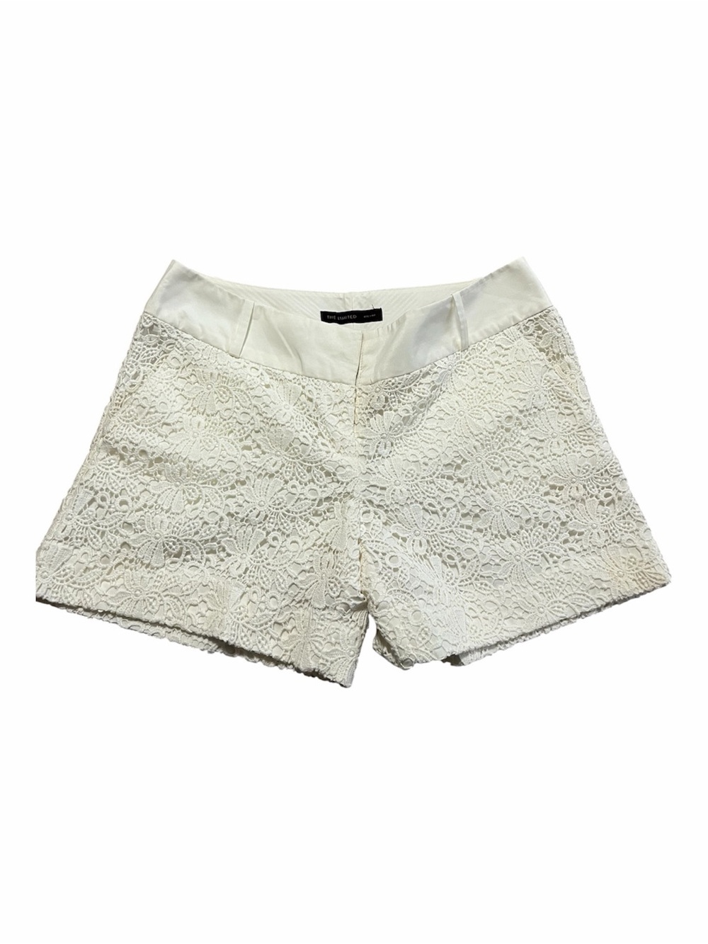The Limited White Lace High-Waist Women's Shorts Drew Fit Size 10 Eyelet Summer